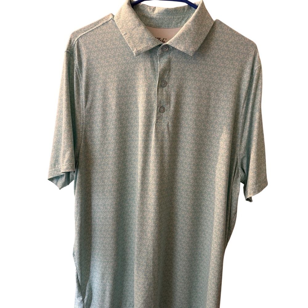 1764 Signature Mens Bicycle Print Golf Polo Shirt Light Blue Size Large